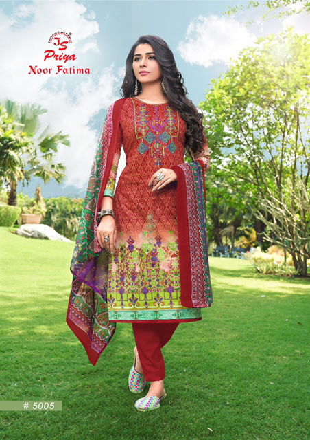 Js Priya Noor Fatima 5 Latest Fancy Collection Of Designer Printed Pure Cotton Dress Material